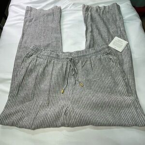Ellen Tracy Linen Blend Gray Pinstripe Pants